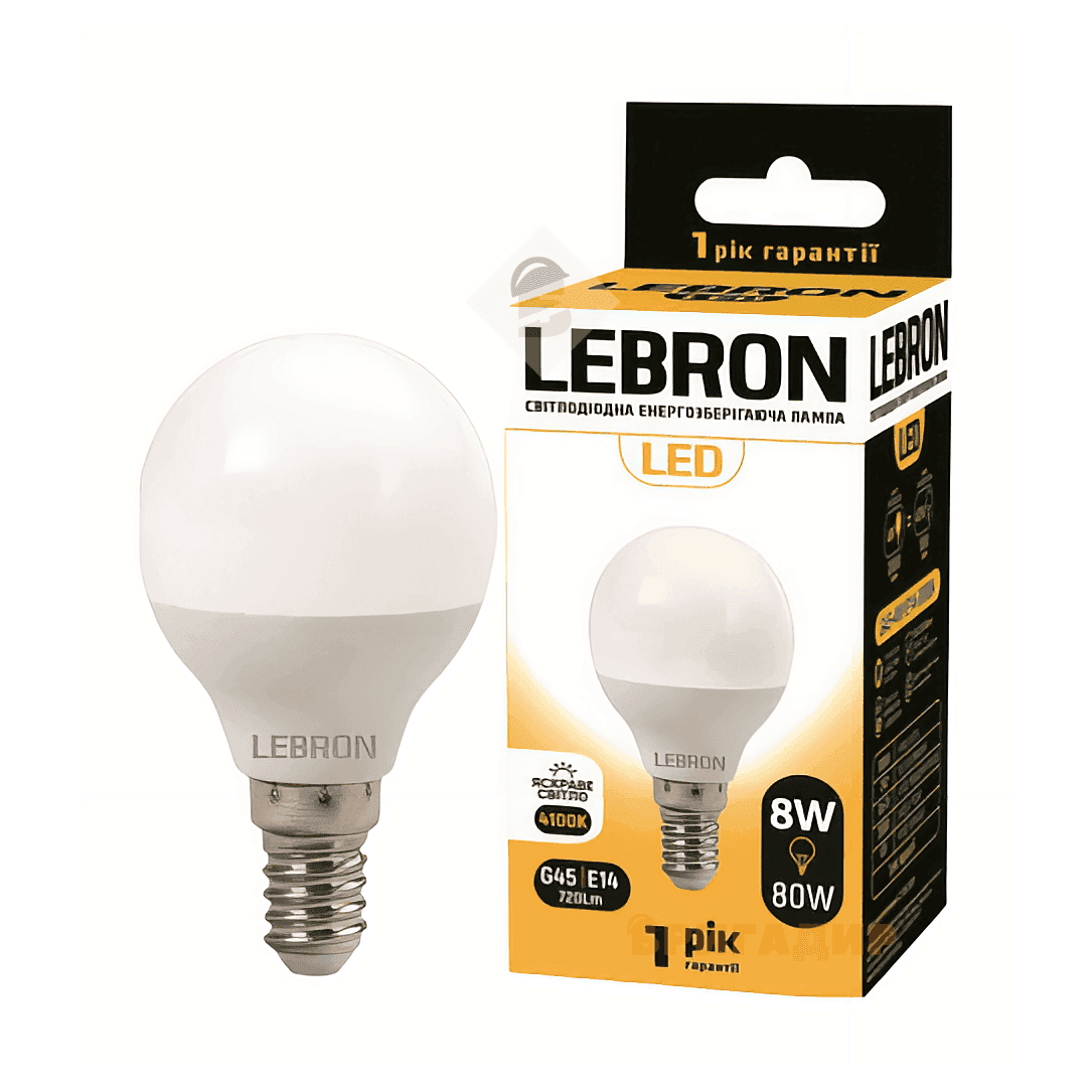 LED лампа LEBRON L-G45 8W 220V E14 4100 11-12-28