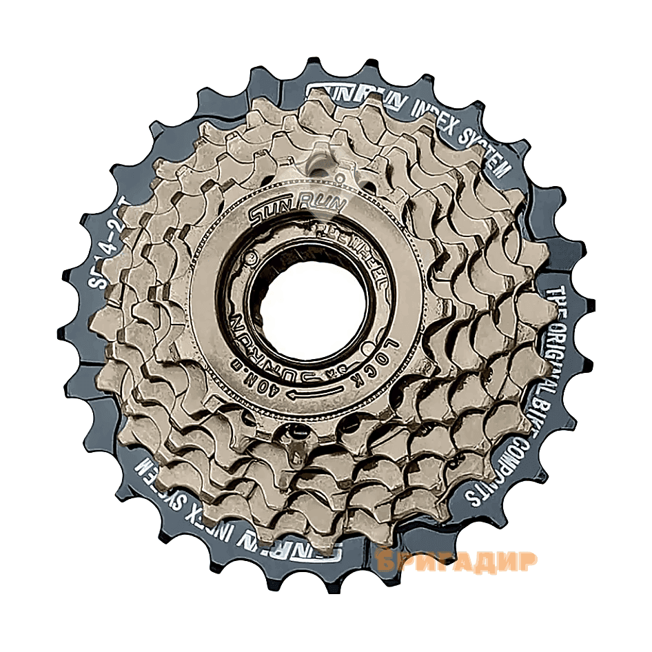Зірка задня різьбова 7-рик SUNRUN коричнева(14-28т) 19-057