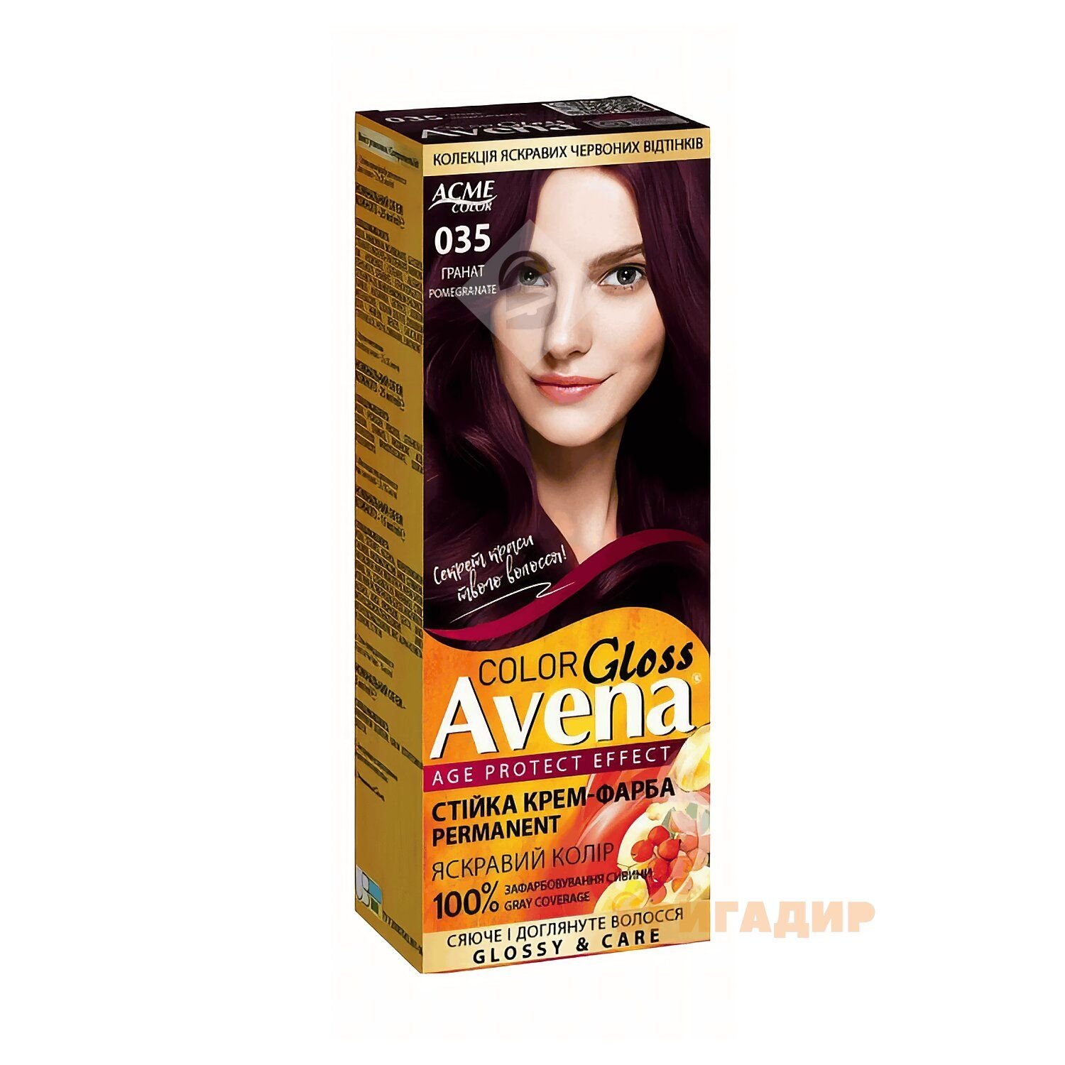 Cтійка крем-фарба для волосся "AVENA" Gloss Color 035 Гранат