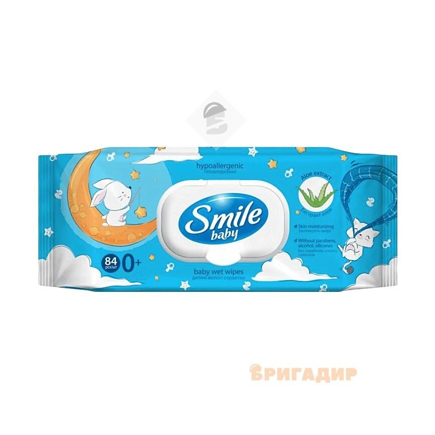 SMILE Baby Серветка волога"Екстракт алое" New sticker педіатри 84шт з клапаном