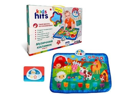 Килимок муз. Kids Hits  арт. KH04-002 (24шт) Ферма, батар. у комплекті, звуки та назви тварин, вірші, мелодіі, р-р килимка 70*50см, короб. 38*26*4см