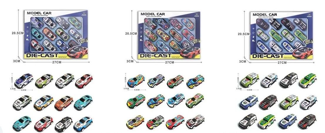 Набір машин мет.-пласт. арт. 5212A-6/1/7 (144шт/2) 3 види короб. 27*20,5*3см