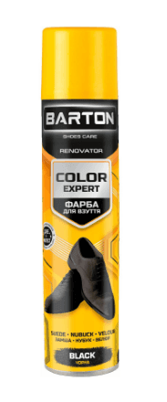 Фарба для взуття з замші,нубуку,велюру чорна Color Expert Barton,300мл (аерозоль)