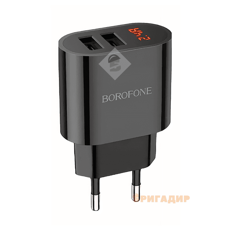 МЗП 220V-2xUSB мама borofone BA63A ,2.4A,12W,LCD,білий