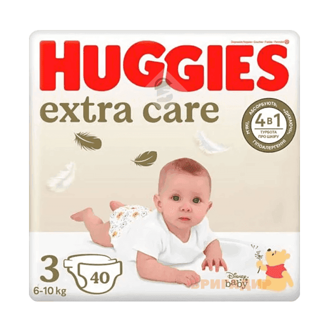 Huggies Extra Care підгузники дитячі 3 (6-10кг) 40шт