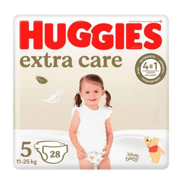 Huggies Extra Care підгузники дитячі 5 (11-25кг) 28шт