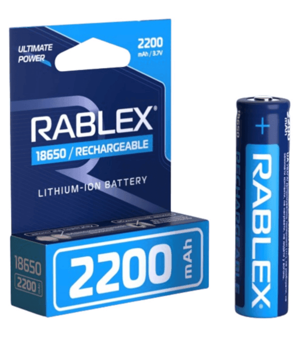 Акумулятор Rablex 18650 2200mAh з захистом , Tip top, синій