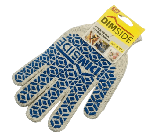 Рукавиці Dimside трикотажні з ПВХ 7клас розмір 10 D-8710