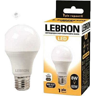 LED лампа LEBRON L-A60. 8W. E27. 4100K. 720Lm    11-11-18-1