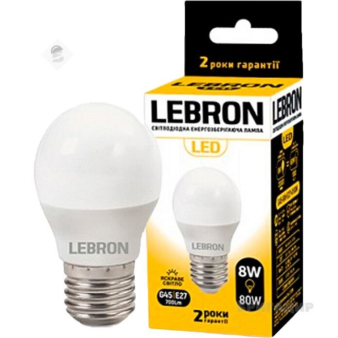 LED лампа LEBRON L-G45, 6W, 220V, E27, 4100K 111250