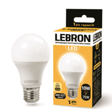 LED лампа LEBRON L-A60. 10W. E27. 3000K. 900Lm 11-11-31