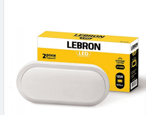 LED СВІТИЛЬНИК LEBRON L-WLO, 18W, ОВАЛ, 4100K, 1575LM, ІР65 153510