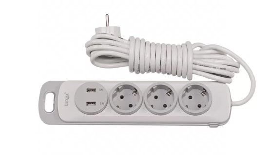 Подовжувач із заземленням 3 гнізда 3 метрів +usb 4663