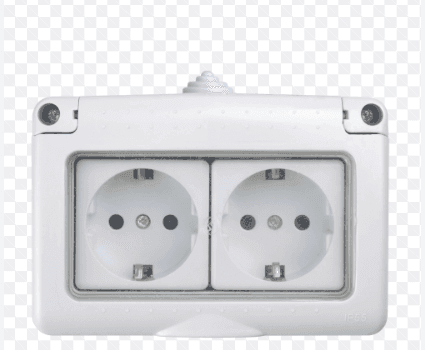 Розетка 2 гнізда з/з 16A MARSO Aqua IP 55 з кришкою біла