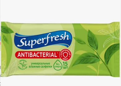016162 Серветки вологі SuperFresh Зелений чай 15шт