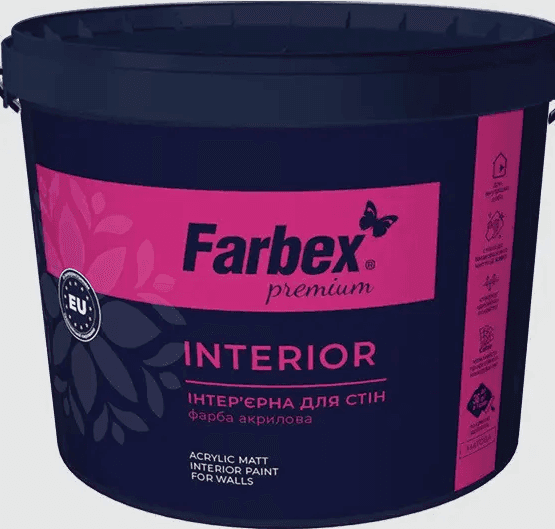 Фарба інтер'єрна високоякісна ВДА "Interior", біла матова, Fardex"-14кг