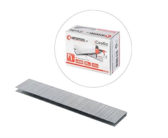 Скоба для степлера РТ-1612 28мм (18GA) 5,7(5,8)x1,25x1,0мм  5000шт/упак.INTERTOOL PT-8328