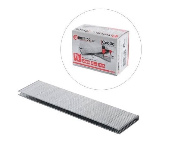 Скоба для степлера РТ-1612 35мм (18GA) 5,7(5,8)x1,25x1,0мм  5000од/упак. INTERTOOL PT-8335