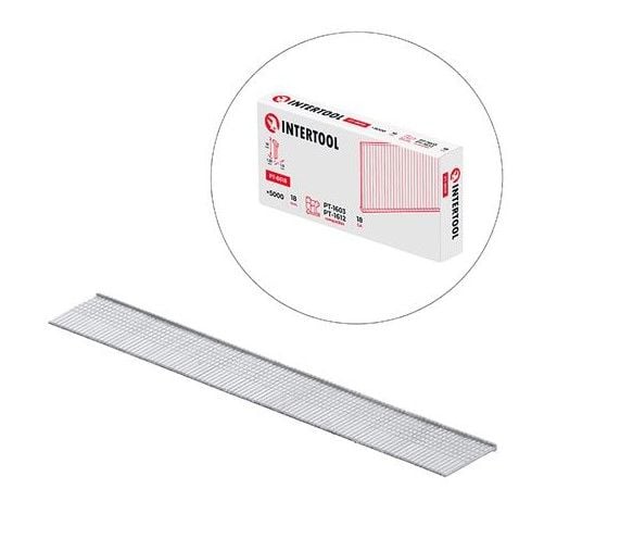 Цвях для степлера PT-1603, PT-1612 22мм (18GA) 1.0*1.25мм 5000од/упак INTERTOOL PT-8622