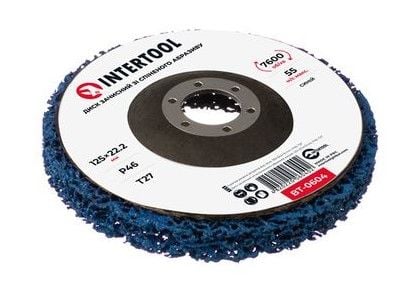 Диск зачистний із спіненого абразиву блакитний 125*22,2*13 мм, P46, T27 INTERTOOL BT-0604