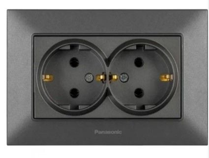 Розетка  2-на із заземленням, димчаста Panasonic Arkedia Slim