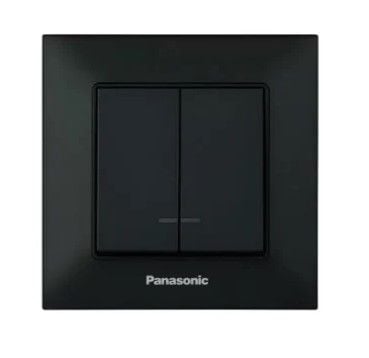 Вимикач  2-ний з підсвіткою, швидкий монтаж, чорний Panasonic Arkedia Slim