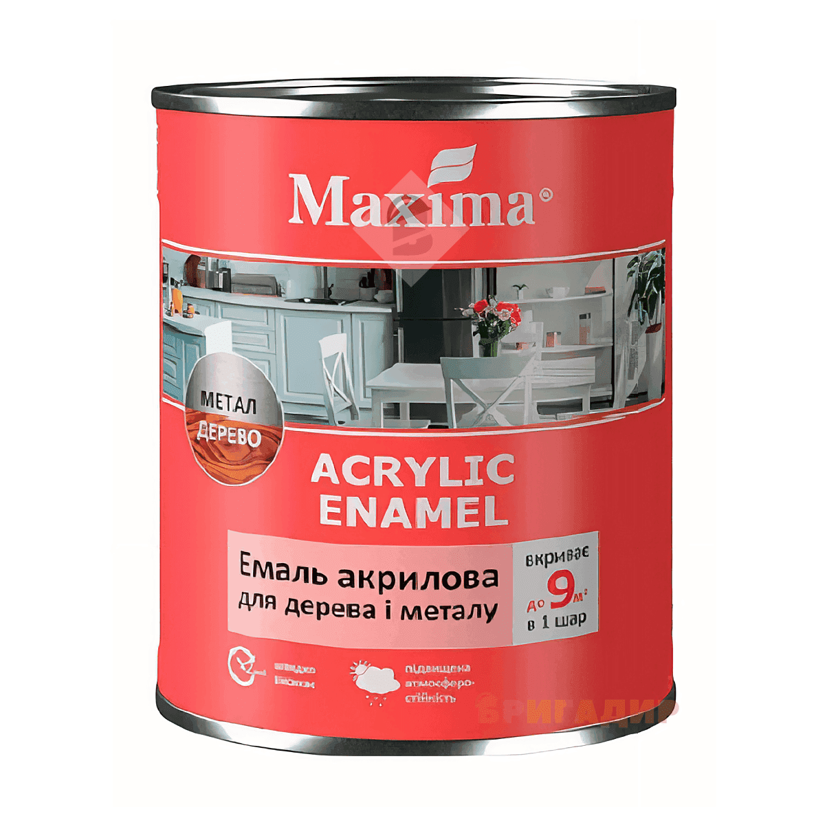 Емаль акрилова для дерева та металу, слонова кістка шовковисто-матова ТМ "Maxima" 0,75л