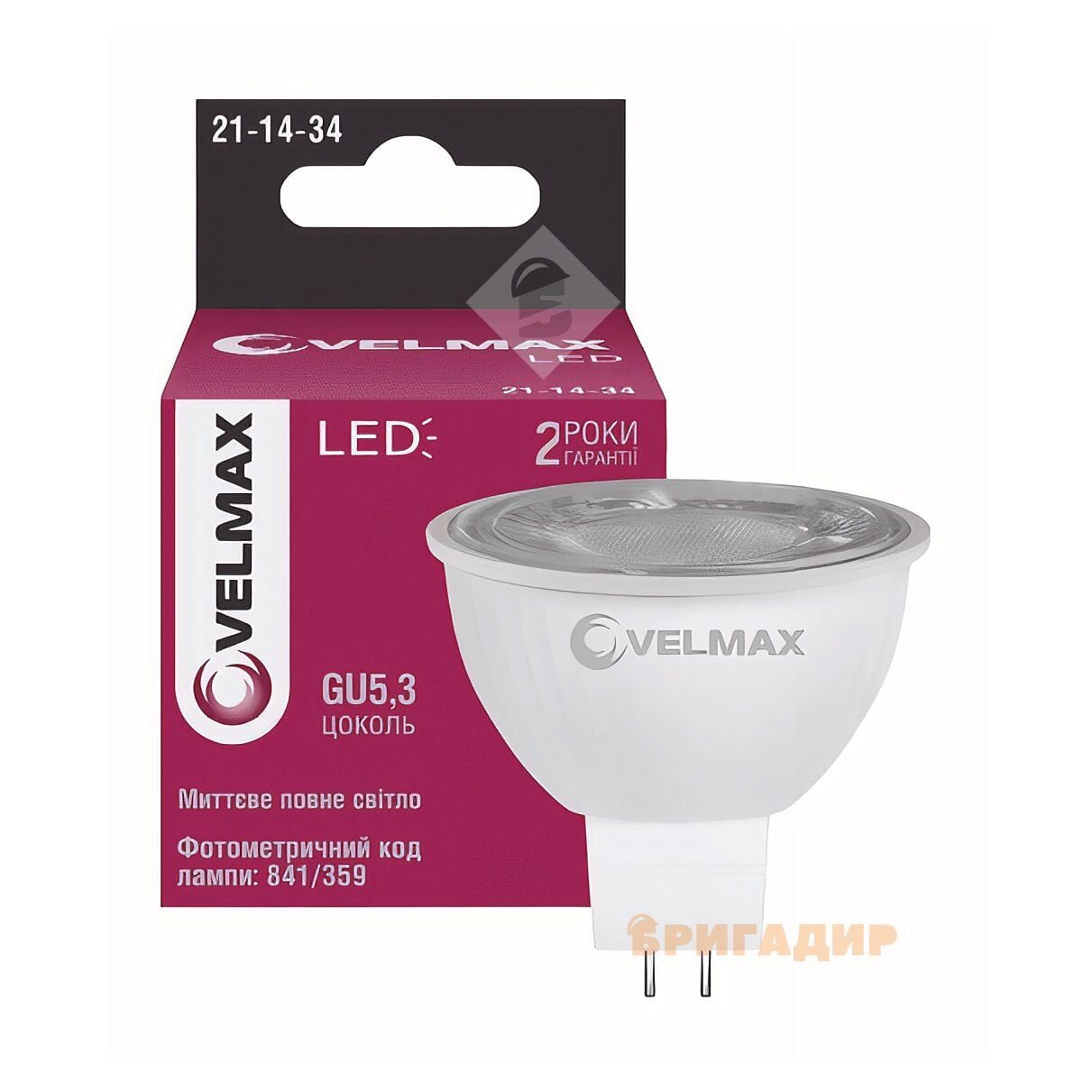 LED лампа VELMAX V-MR16L, 6W,220V GU 5.3 4100K 600Lm,лінза 211434