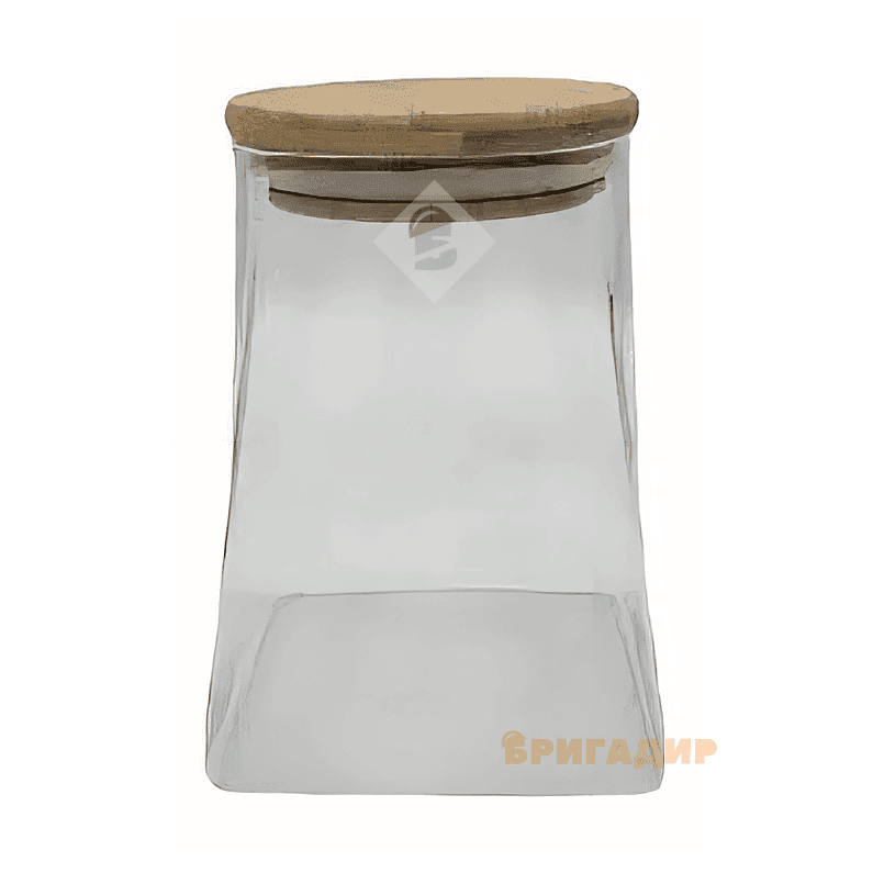 VT-7908 Ємність скляна з деревяною кришкою (трапеція) Vittora 800мл