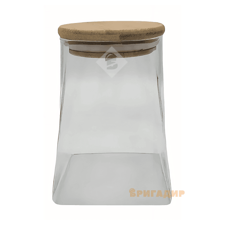 VT-7910 Ємність скляна з деревяною кришкою (трапеція) Vittora 1000мл