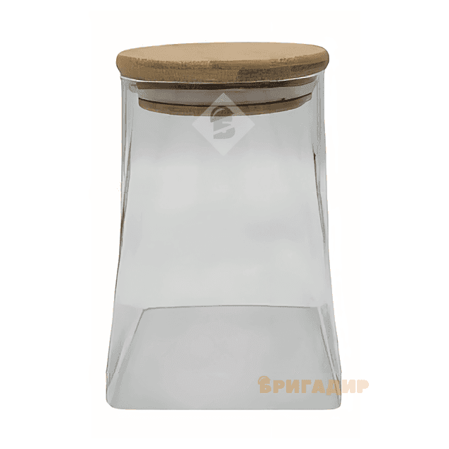 VT-9020 Ємність скляна для спецій з деревяною кришкою (трапеція) Vittora 200мл