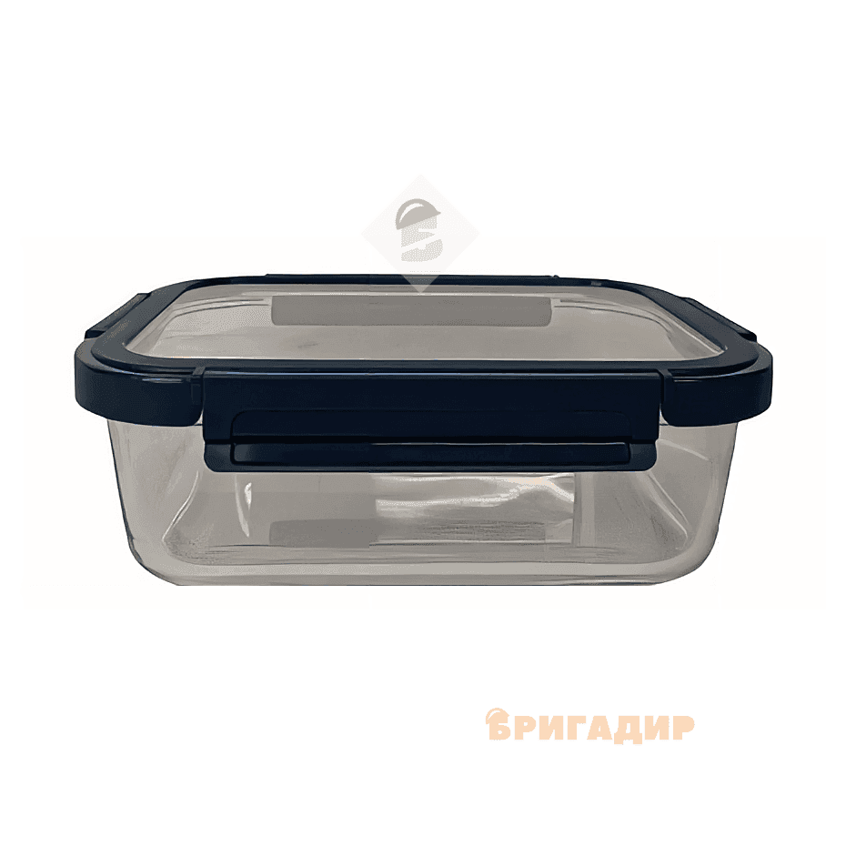 VT-8715 Харчовий контейнер скляний з прозорою пластиковою кришкою прямокутний VITTORA 1500мл