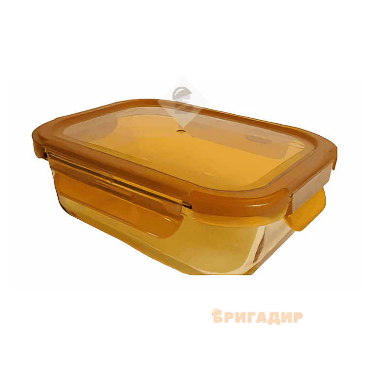 VT-8762 Харчовий контейнер скляний з прозорою пластиковою кришкою прямокутний VITTORA 630мл