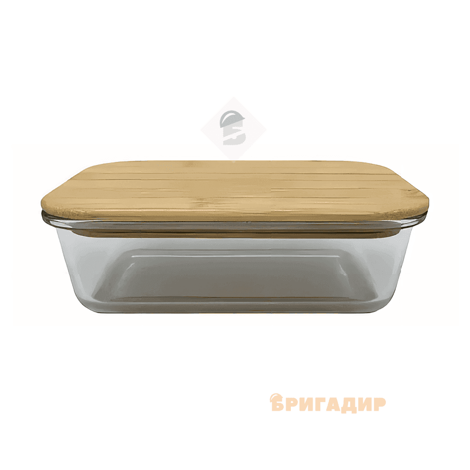 VT-8315 Харчовий контейнер скляний з прозорою пластиковою кришкою прямокутний VITTORA 1500мл