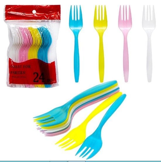 Набір виделок пластикових кольорових 24 штуки 10-67