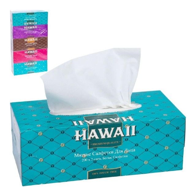 Серветки паперові HAWAII 200*2 шари в картонній упаковці 457419