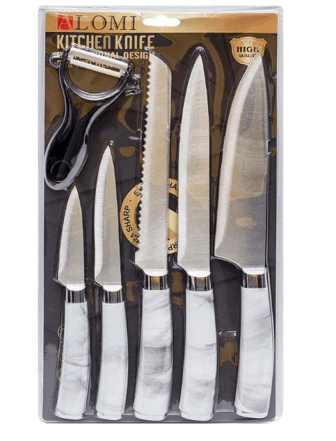 Набір металевих ножів на блістері, 6 предметів ALM-P002