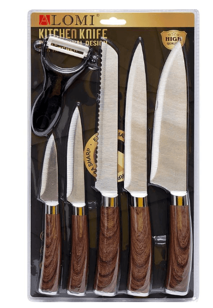 Набір металевих ножів на блістері, 6 предметів ALM-P003