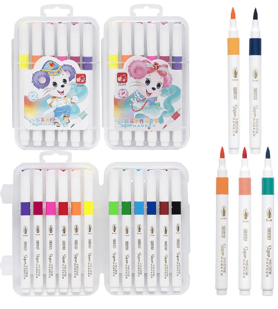 Набір маркерів-пензлів для малювання 12 кольорів 261-12 у пластиковому боксі