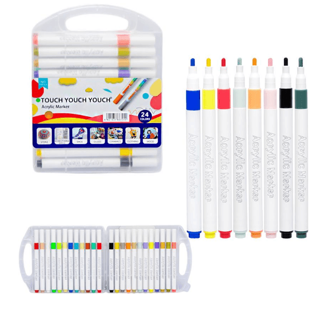 Маркер акриловий 24 кольори A-922-24 у пластиковому боксі.