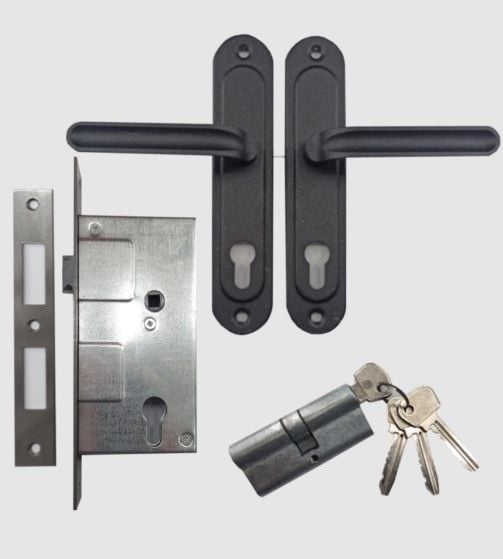 Комплект МС Замок + Ручка Аріко 85мм ЗВ-7 Ч/М коричнева