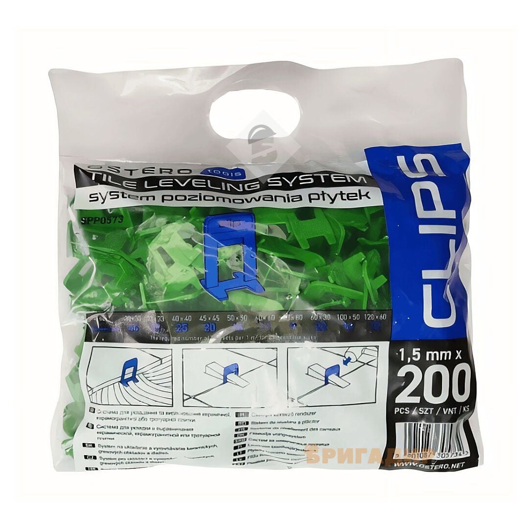 Затискач швидкого монтажу плитки 1,5 мм Ostero 200шт