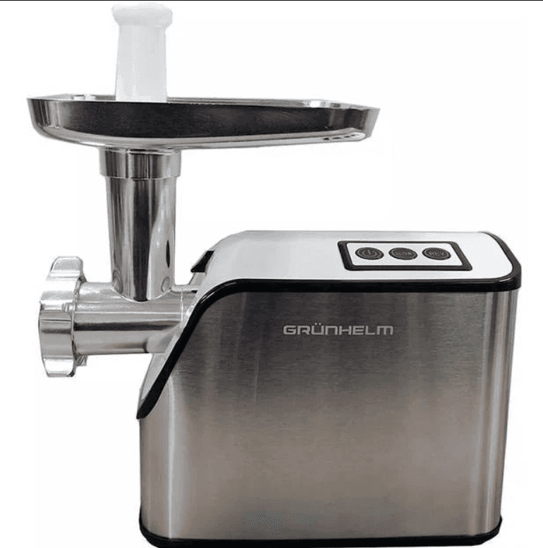 М'ясорубка електрична GRUNHELM AMG2634ASSJ 2600Вт, нерж., 3 реш, з томато-сок+насадка для ковбас., 3 бар-ни для шинкування,реверс