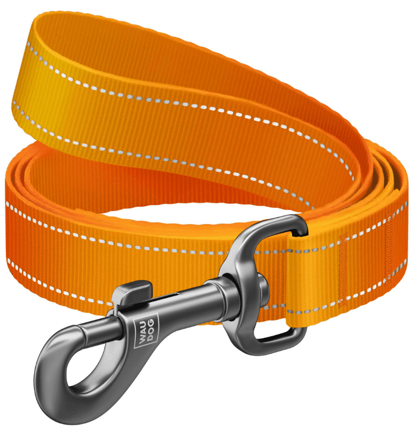 Повідець для собак нейлоновий WAUDOG Nylon Mono, світловідбивний, М, Ш 20мм, Дов 200см,помаранчевий
