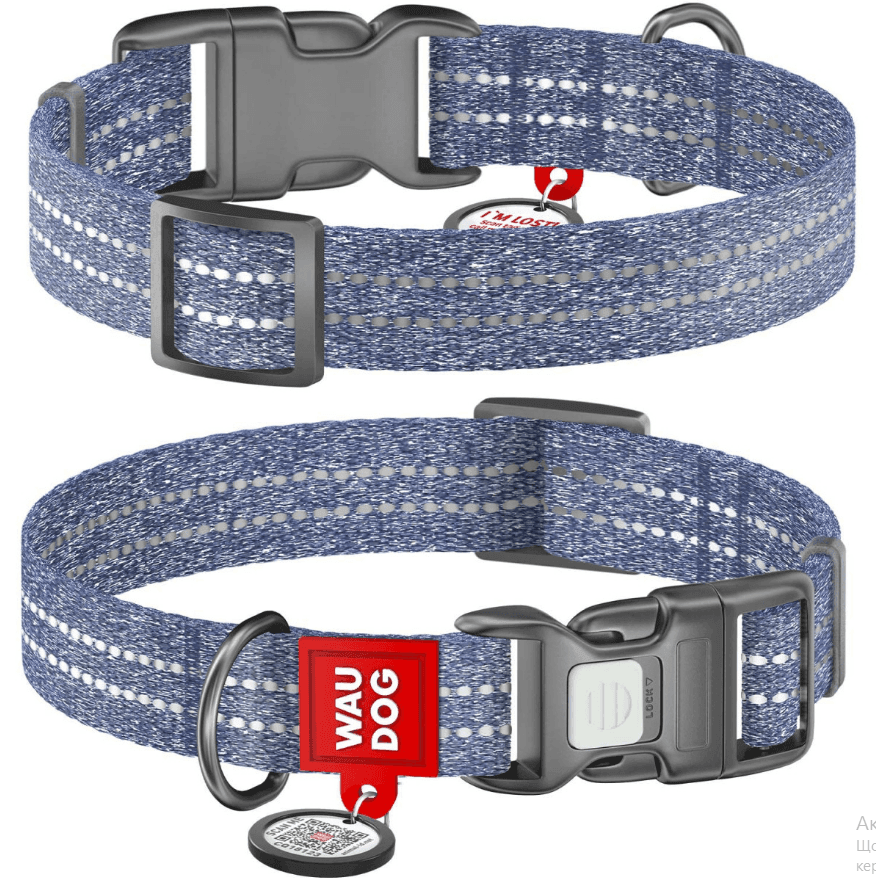 WAUDOG Re-cotton, відновлена бавовна,пласт пряжка (ширина 15мм, довжина 25-35см),сірий