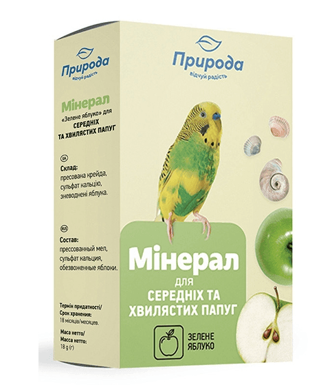 158041 Крейда для папуг Природа Зелене яблуко 18г