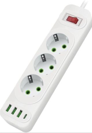 Мережевий фільтр 2м 3р+3USB+Type-C білий (LS-B7F23U) 000010177