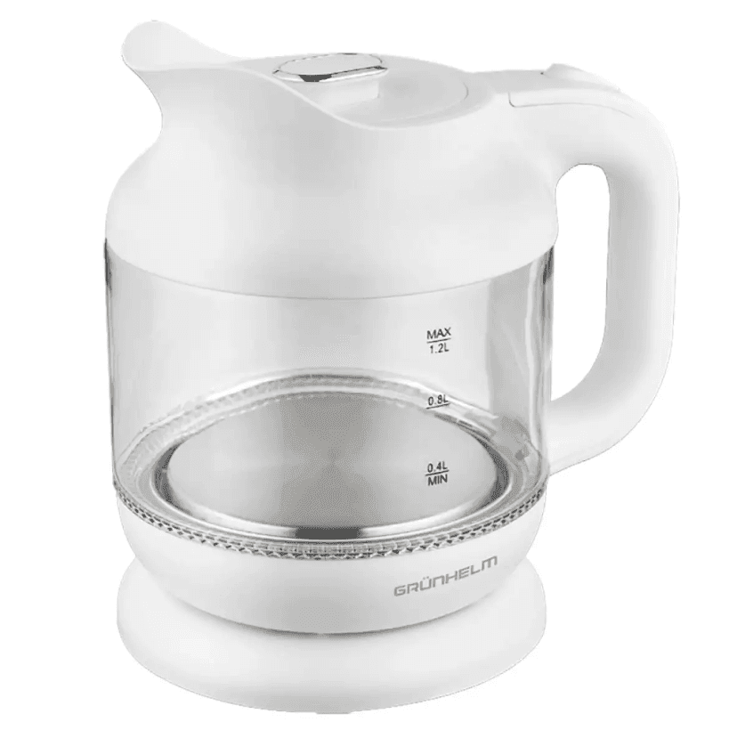 Електрочайник GRUNHELM EKG-25010W скло 1,2л, білий ,1630 Вт