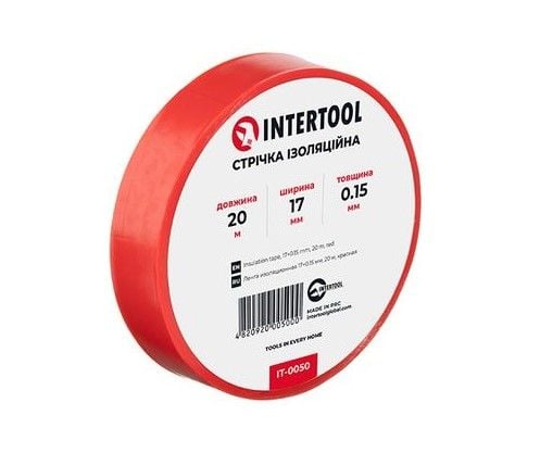 Стрічка ізоляційна Intertool IT-0050 0,15ммх17ммх20м червона 0063