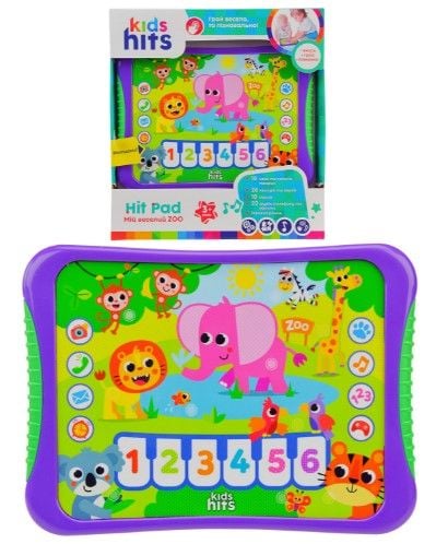 Планшет Kids Hits арт. KH01/005 (48шт)"Мій веселий Zoo"батар, на укр,назви тварин,звуки,вірши,мелодіі,гра,р-р 23,8*17*2см, короб.25*27*4см